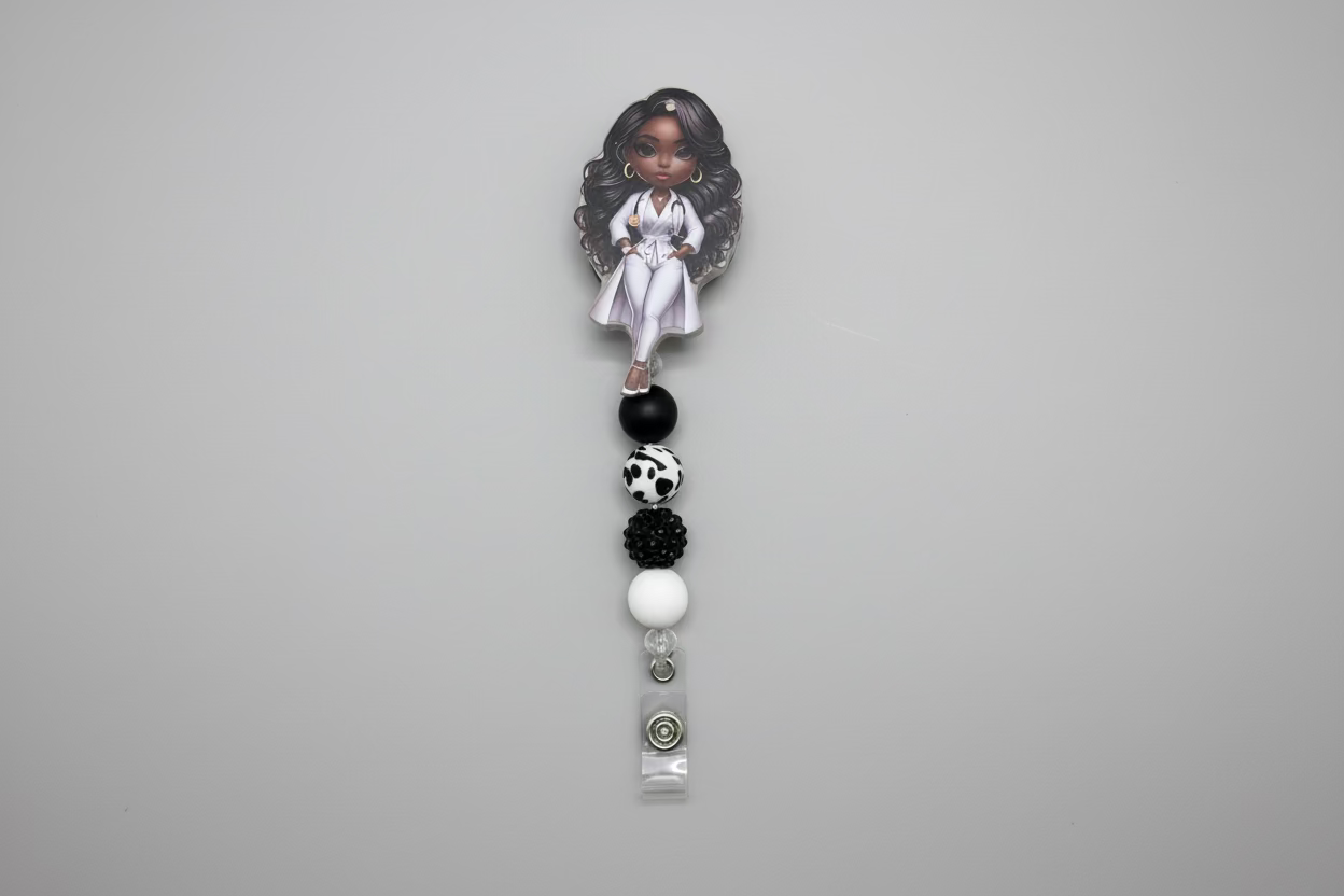 Doctor Badge Reel – White Coat Medical Professional