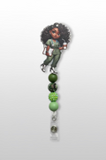 Nurse Badge Reel – Army Green Scrubs & Clipboard Design