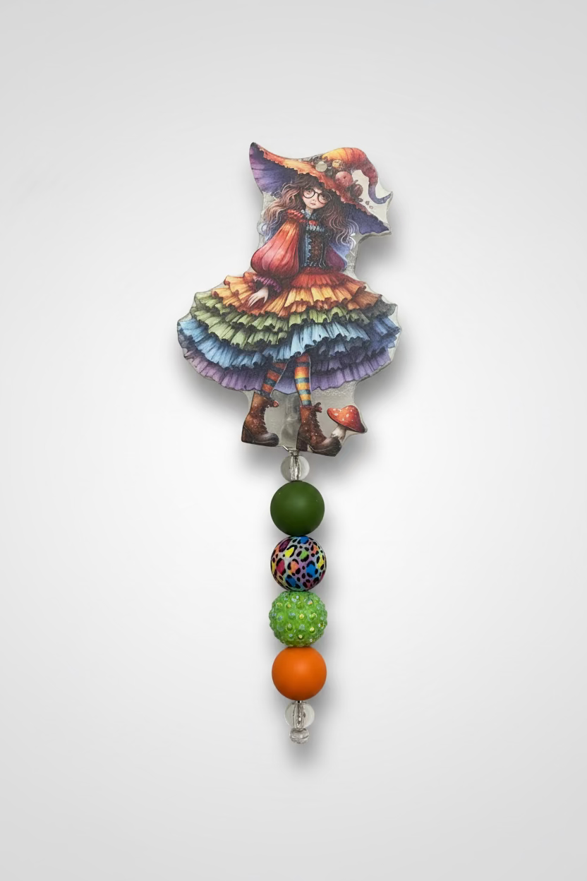 Glamorous Lady Badge Reel – Multicolor Dress & Hat Design
