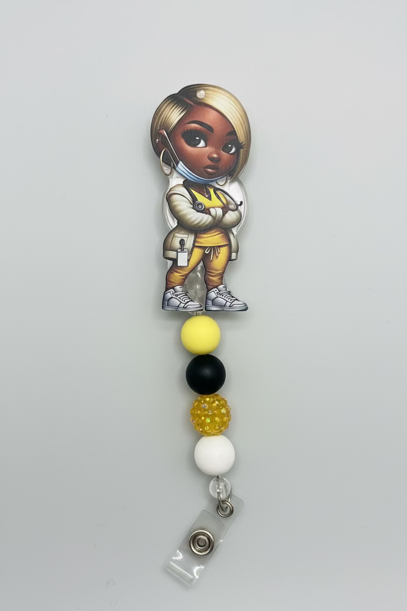 Nurse Badge Reel – Yellow Scrubs Healthcare Design