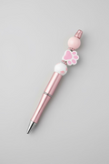 Rose Gold Ink Pen with Pink & White Paw Print Charms