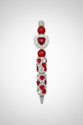 Rhinestone Red & White Heart Bling Ink Pen