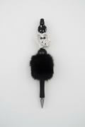 Black Fur Ink Pen with Bling Cat