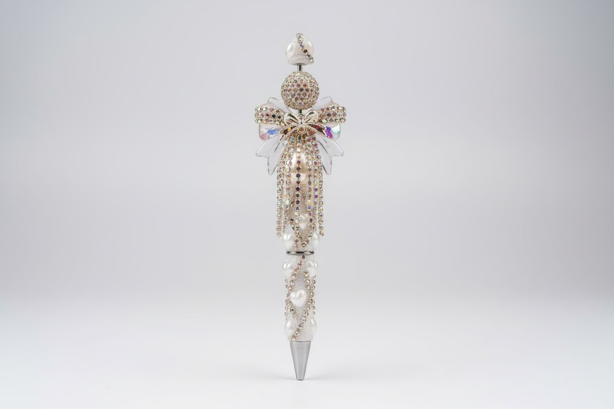 White Bling Heart Ink Pen