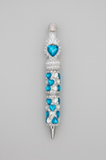 Blinged Out Teal Blue & Clear Ink Pen